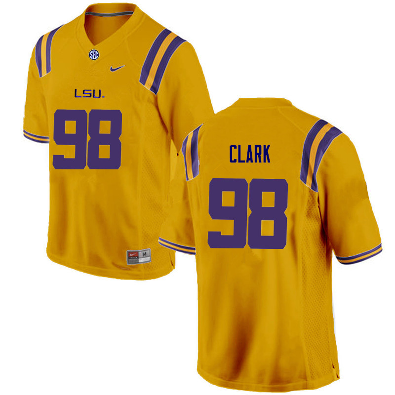 Men LSU Tigers #98 Deondre Clark College Football Jerseys Game-Gold - Click Image to Close